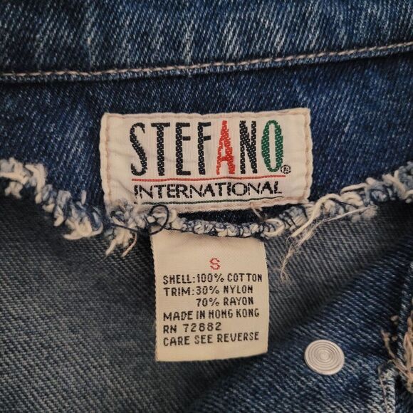 VTG Stefano International Jacket Small Blue Denim Lace Crop 90s Cottagecore - Picture 6 of 12